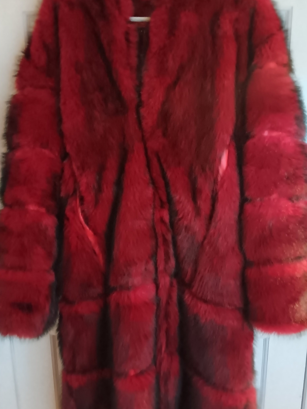 Red Faux Fur Long Women's Coat